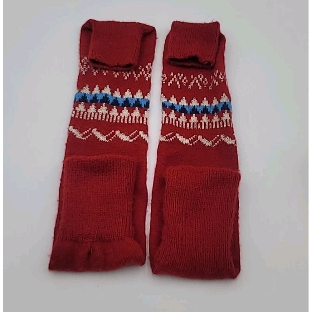 Women's Knit Multicolor Leg Warmers Red‎ White Blue Some Flaws